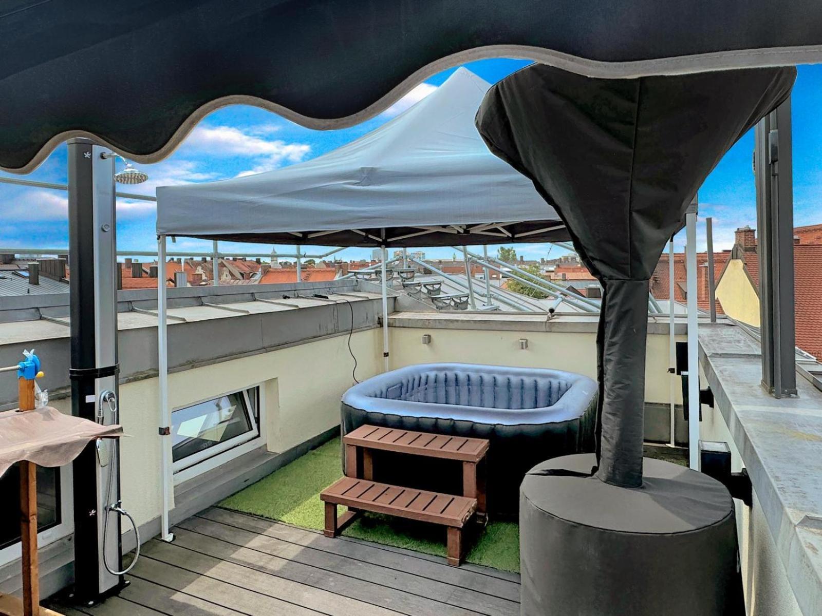 6 Zimmer Maisonette-Penthouse Pool Dachterrasse Luxus München Kültér fotó